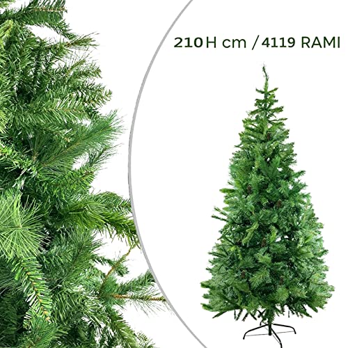 0℃ Outdoor Weihnachtsbaum Künstlich 210cm mit 4119 Zweige, Christbaum mit Ständer, Schwer Entflammbar Tannenbaum, Tannenbaum Künstlich Schnellaufbau Inkl. Christbaum-ständer, Weihnachtsdeko - Grün