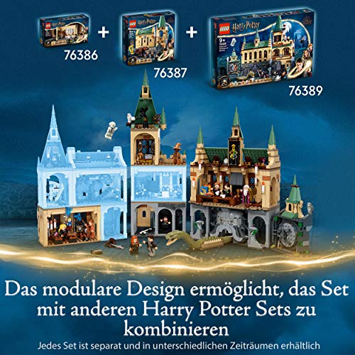 LEGO 76389 Harry Potter Schloss Hogwarts Kammer des Schreckens Spielzeug Set, goldene Voldemort Minifigur und Große Halle, Geschenkideen für Kinder