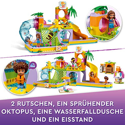 LEGO 41720 Friends Wasserparkerlebnis Spielset, Heartlake City Schwimmbad mit Mini-Puppen u. a. Olivia, Kinderspielzeug ab 6 Jahren