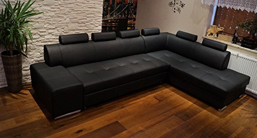 Quattro Meble Echtleder Ecksofa London PIK 6z 300 x 200 Sofa Couch mit Schlaffunktion, Bettkasten und Kopfstützen Echt Leder Eck Couch große Farbauswahl