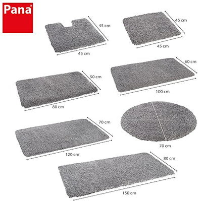 PANA Vienna Premium Badematte • Hochfloor Badvorleger • Duschvorleger • WC-Teppich • rutschfest • saugstark • Größe: 80 x 150 cm • Farbe: Grau