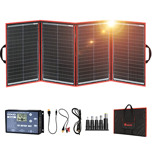 DOKIO 200W 18V Faltbar Solar Panel Kit Monokristallines Mit Solarladeregler Und PV-Kabel (Für 12V Kfz Batterie, AGM, Gelbatterie, SäUrebatterie) Flott Geliefert, Ausgepackt Und Geht