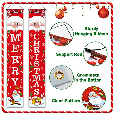 2 Stück Weihnachten Banner, Weihnachten Tür Banner Dekorationen, Frohe Weihnachten Banner, Weihnachtsmann Schneemann Outdoor Indoor Weihnachtstür Dekoration Hängende Banner Zeichen für Home Office