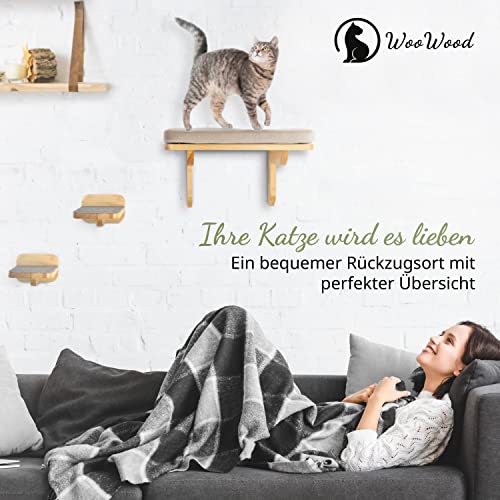 Neu I WOOWOOD Katzen-Kletterwand 2.0 I Innovative Katzen-Hängematte I inkl. 2 Katzentreppen I Katzen-Bett I Katzenmöbel I Wandkratzbaum I 3-teilig