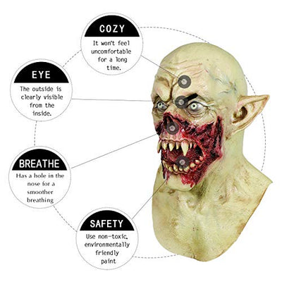 molezu Vampir-Maske Gruselige Monster-Maske Halloween-Kostüm-Party-Dämonen-Maske für Cosplay-Requisiten