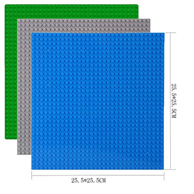 6 Kompatibel mit Bauplatte Lego Classic, Platten-Set Bauplatte Kompatibel mit Meisten Marken, Grundplatte,Grüne Blaue Graue Grundplatte,25.5*25.5cm