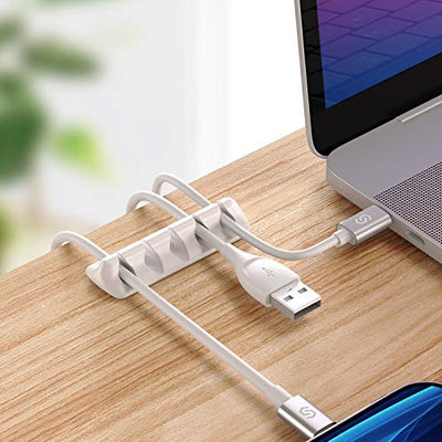 Syncwire Kabelclips Kabelhalter [5 Stück] Vielzwecke Kabelführung Kabel Organizer Set für Schreibtisch, Netzkabel, USB Ladekabel, Audiokabel, Ladekabeln usw. - Weiß