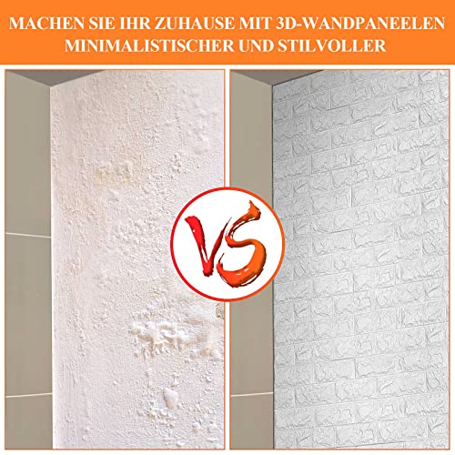 AllRight 10 Stück 3D Wandpaneele Selbstklebend Steinoptik Tapete 77 x 70cm, Wandpaneel Wasserdicht PE Schaum 3D-Tapete Wanddeko für Wohnzimmer, Schlafzimmer, Küche（Weiße）