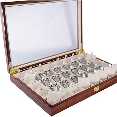 CUHAWUDBA 40 Paar Manschetten Knopf und Krawatten Klammer Aufbewahrungs Box für Herren Mode Bemalte Holz Ring Ohrring Sammlung Schmuck Display Box