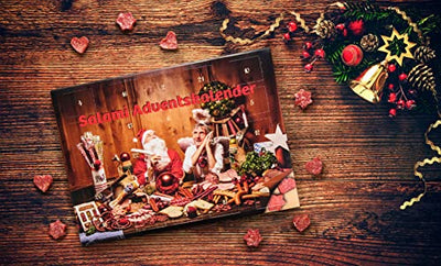 WURSTBARON® Pikanten Salami Adventskalender – 24 Mini Wurst Sterne und Herzen, Snacks und Leckereien für Weihnachten – hochwertige Qualität und rauchige Aromen, 40,8 g