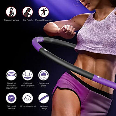 Aiweite Hula Hoop Reifen, Hula Hoop für Erwachsene & Kinder zur Gewichtsabnahme und Massage, EIN 6-8-Teiliger Abnehmbarer Hula-Hoop-Reifen für Fitness/Training/Büro oder Bauchmuskelkonturen, (1,2 kg)