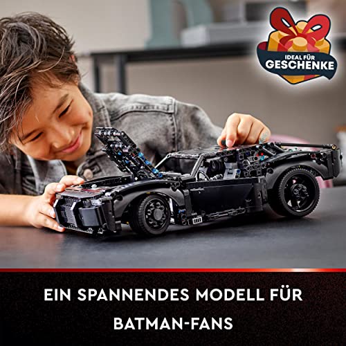 LEGO 42127 Technic BATMANS BATMOBIL Spielzeugauto, Modellauto-Bausatz aus dem Batman-Film von 2022 mit Leuchtsteinen, Geschenk zu Weihnachten für Kinder