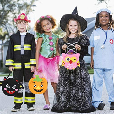 BELIOF 6 Pcs Halloween Taschen Süßes oder Saures Taschen Halloween Beutel für Süßigkeiten Kinder Halloween Korb Süßigkeiten Tüte Geschenktüten Kürbis Eule Fledermaus Schädel Element Trick or Treat Bag