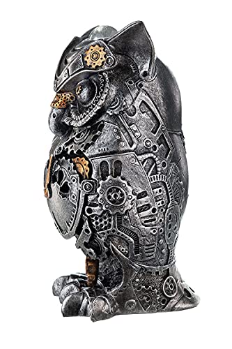 Brillibrum Design Skulptur Steampunk Eule Deko Figur aus Polyfigur Eulendeko Industrial Zahnräder Streampunk Magic Owl Höhe 21cm (Variante 2)