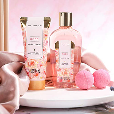 Bade Geschenkset, SPA LUXETIQUE Beauty Set 8 tlg. Geschenke für Frauen Rosenduft, Geburtstagsgeschenk Spa Set mit Deko Badewanne, Wellness Set für Frauen, Weihnachtsgeschenke，Neujahr Geschenke