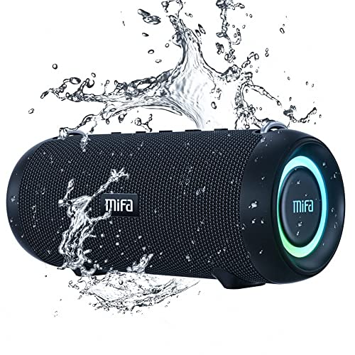 MIFA A90 Bluetooth Lautsprecher 60W kabellos IPX7 wasserdicht RGB-LED-Licht 30 Stunden Akku, USB/Micro SD-Karte/AUX-in Wiedergabe True Wireless Stereo mit Schutzhülle/tragbarem Trageriemen