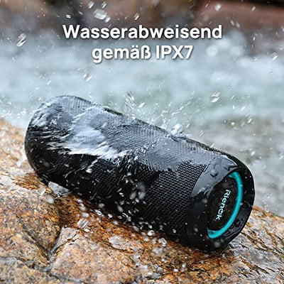 RIENOK Bluetooth Lautsprecher mit Licht Bluetooth 5.3 Musikbox Bass Kabellos Box mit IPX7 wasserdicht 30W Stereo Sound Tragbar