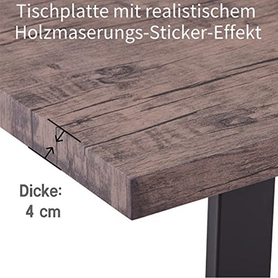 GOLDFAN Esstisch Holz Esszimmertisch Rechteckig Tisch Metall Tischbeine Industrial Style Holztisch Küchentisch für 4-6 Personen, 110x70x75cm