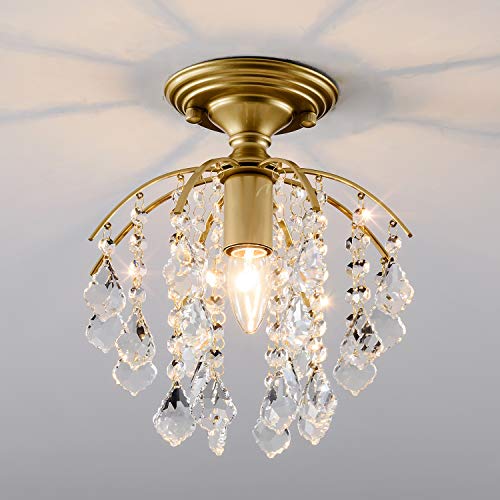 SOZOMO Crystal Chandeliers Lighting, Elegant Crystal Chandeliers Ceiling Lights With E27 Bulb Socket,Chandeliers Ceiling Light for Bedroom Hallway,Gold.