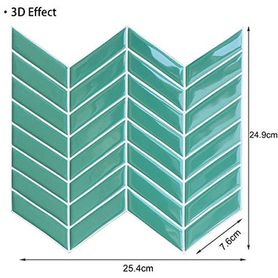 HyFanStr 3D Fliesenaufkleber Badezimmer, Fliesensticker Küche Selbstklebend, Wandfliesen zum Abziehen und Aufkleben Grün Subway-Fliesen