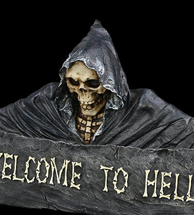 Figuren-Shop.de Türschild Tod Reaper Skelett - Welcome to Hell