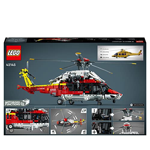 LEGO 42145 Technic Airbus H175 Rettungshubschrauber, Modellbausatz für Kinder, drehbare Rotoren und motorisierte Funktionen, Hubschrauber Lernspielzeug