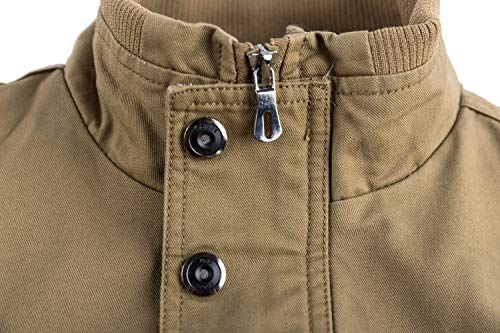 KEFITEVD Jacke Herren Frühling Herbst Herrenjacke Bundeswehr Jacke Bomberjacke Männer Jagdjacke Bomber Blouson Herren Motorradjacke Übergangsjacke Kurz Mantel Khaki L