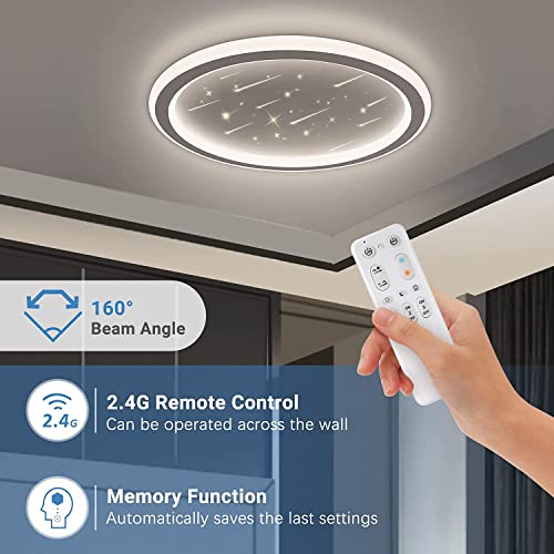 Upgrade Led Deckenleuchte Dimmbar mit Fernbedienung | NIXIUKOL LED Deckenleuchte Sternenhimmel Rund Flach Deckenlampe Schlafzimmer 24W | Ultra Dünn Led Panel Deckenleuchte für Wohnzimmer Küche | 30cm