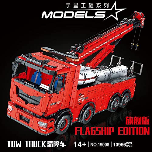 Mould Technik Kran LKW 19008, Technik Pneumatik LKW Ferngesteuert, 10966 Teile Technic Kranwagen Motorisierte Modell mit 19 Motoren, Custom Bausteine Kompatibel mit Lego Technik