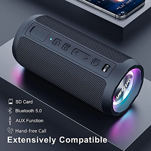 Ortizan Bluetooth Lautsprecher mit Licht, Musikbox Tragbarer Bluetooth Box mit IPX7 wasserdicht, Dualen Bass-Treibern, 30h Akku, Freisprechfunktion für Phone, Draußen