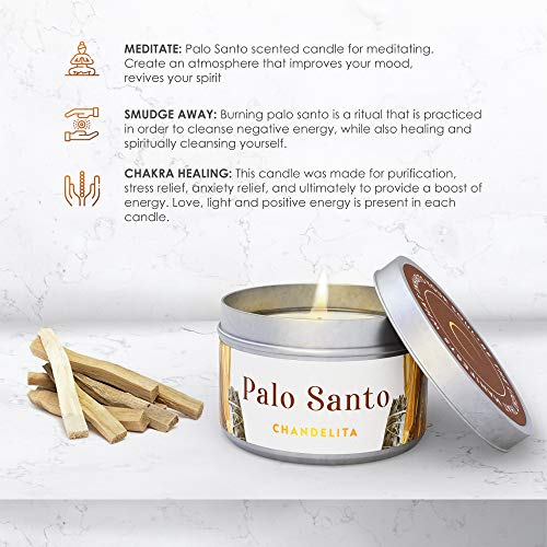 Chandelita Palo Santo Duftkerze, Aromatherapie, für Luftreinigung und spirituelle Heilung und Reinigung, mit Palo Santo und Sojawachs für Entspannung, Meditation und Chakra-Heilung