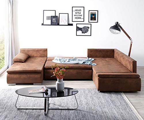 DELIFE Couch Abilene Braun 325x230 cm Ottomane variabel Schlaffunktion Wohnlandschaft