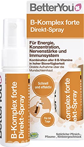 BetterYou Vitamin B-Komplex forte Direkt-Spray - Zum Sprühen auf die Mundschleimhaut - hohe Bioverfügbarkeit - Kombination aller 8 B-Vitamine - praktisch, schnell & effektiv -25 ml