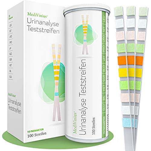 MediVinius® - Urin Teststreifen mit 10 Indikatoren | 50 Stück für sichere Ergebnisse - Diabetes & Ketose Test für Harnzucker & Glukose Erkennung