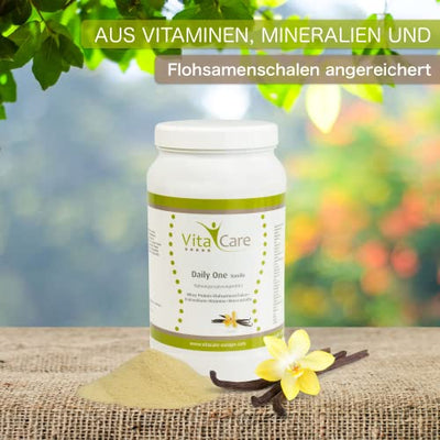 Daily One Protein-Shake Vanille 630g - Whey-Proteinpulver mit Flohsamenschalenpulver von VitaCare