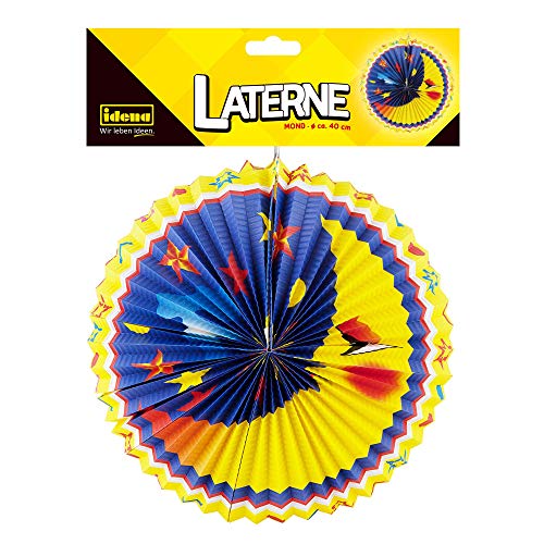 Idena 8312527 - Laterne Mond, Durchmesser 40 cm, Papier, Lampion, St. Martin, Lichterfest, Laternenumzug, Advent, Weihnachten, Dekoration