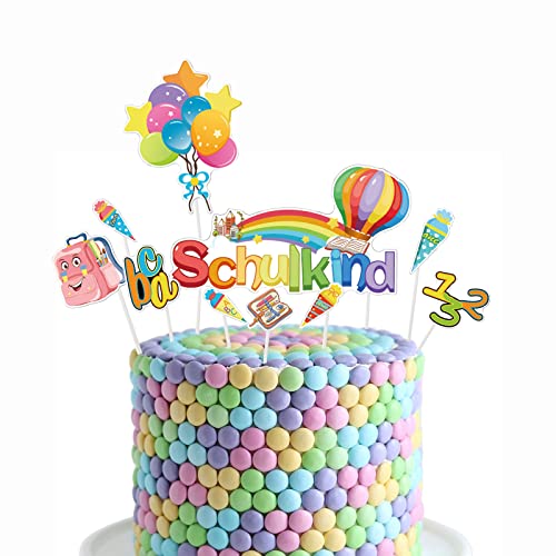 Schulanfang Tortendeko, 11St Schulkind ABC 123 Cupcake Topper Dekorationen Kuchendeko Schulanfang für Schulkind Einschulung Junge Mädchen Geschenk und Tortendeko Schulanfang Party Deko