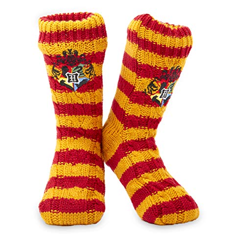 Harry Potter Winter Socken - 1 Paar Kuschelsocken Flauschige - Damen Mädchen Herren Hausschuhsocken mit Rutschfester ABS Sohle und Flauschigem Sherpa-Futter Warm Kuschelig Thermosocken - Größe 36-41