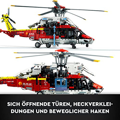 LEGO 42145 Technic Airbus H175 Rettungshubschrauber, Modellbausatz für Kinder, drehbare Rotoren und motorisierte Funktionen, Hubschrauber Lernspielzeug