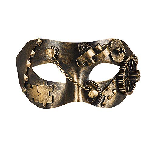 Boland 00209 - Augenmaske Steampunk, Retro-Maske im Bronzelook, mit Zahnrädern, Ketten und Nieten, Accessoire, Kostüm, Karneval, Mottoparty, Halloween