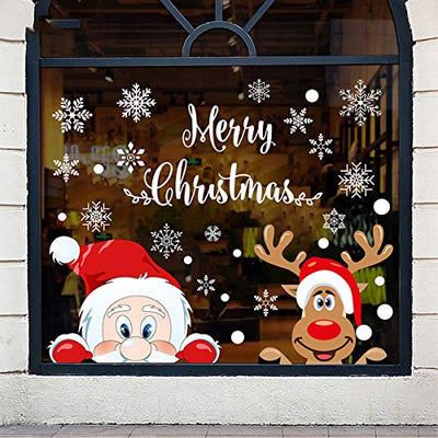 Xiangmall 15 Blatt Fensterbilder Weihnachten Selbstklebend 350 Stück Weihnachtsfensterbilder Weihnachtsdeko Elch Schneeflocken Fensterdeko Aufkleber Weihnachten Kinder Abnehmbar