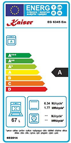 Kaiser Empire EG 6345 Em Einbau Gasbackofen 60cm Autark/ 67L/Einbau-Gasherd / Gas Backofen/ Einbaubackofen mit Selbstreinigung/Unterhitze Infrarotgrill Drehspieß/Rezepttabelle/Gas Control/UVP 1406 EUR