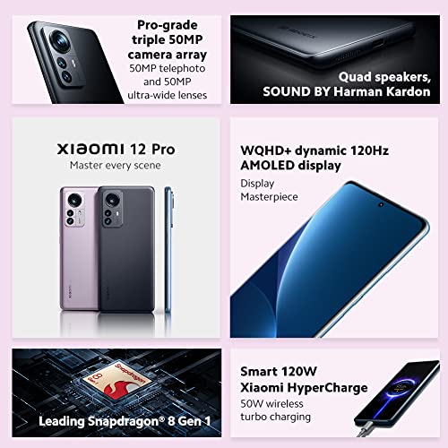 Xiaomi 12 Pro-Smartphone+Kopfhörer,12+256GB Handy ohne Vertrag,6.73"120Hz AMOLED Display,Snapdragon 8 Gen 1, 50MP Dreifach-Kamera,4600mAh,120W Xiaomi HyperCharge,Grau,2 Jahre Garantie+Amazon Exclusive