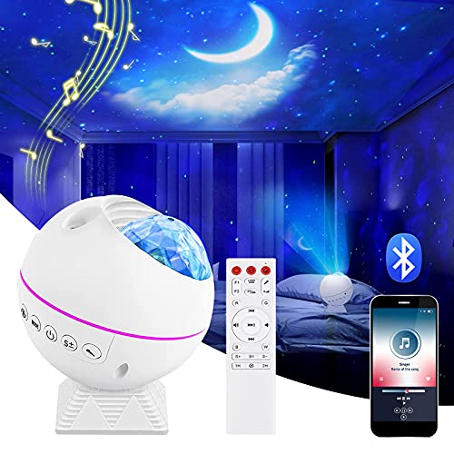 Shayson LED Sternenhimmel Projektor Lampe, Ozeanwellen Projektor Nachtlicht, Ferngesteuertes Nachtlicht, Romantische Atmosphäre Lampe mit Bluetooth Perfekt für Kinder Party, Familientreffen, Auto