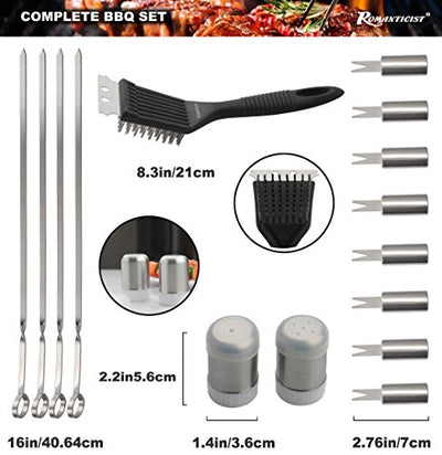 ROMANTICIST Grillbesteck Koffer Edelstahl Grillset - 20PC Grillkoffer Set im Aluminium - Professionelle Grill Werkzeuge Zubehör Kit für Männer Frauen