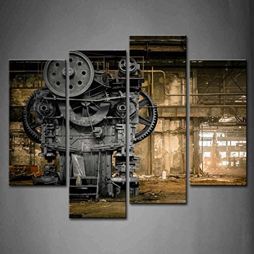 4 Panel Steampunk Maschine Alte Fabrik Wandkunst Malerei Dekor für Wohnzimmer Der Bilddruck auf Leinwand Die Architektur Kunstwerk Bilder für Home Office Moderne Dekoration