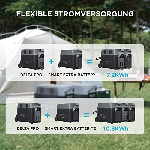 EF ECOFLOW DELTA Pro Smart Zusatzakku, 3.600 Wh Kapazität, DELTA Pro erweiterbar auf bis zu 10,8 kWh, Zusatzakku für Notstromversorgung für Ihr Zuhause, Notfälle, Wohnmobil, stromnetzunabhängig