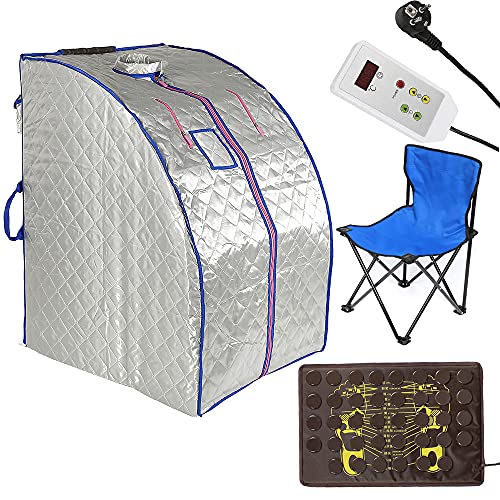 XUANYU Tragbares Infrarot Sauna 1000W Mobile Mini Heimsauna Wärmekabine Sitzsauna Saunakabine Familiensauna, 5 Farben, ca. 70 * 80 * 98 cm (Silber)