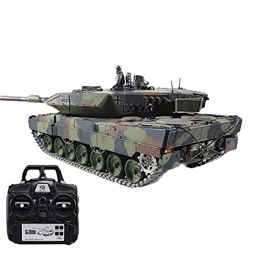 OUUED Hardcover Version 1.16 Große deutsche Leopard Tank Fernbedienung 2.4G Militär Kampf PS-starken Crawlers Chariot Batterie Off-Road-Simulation Jungen Teen Ostern Weihnachtsgeschenke