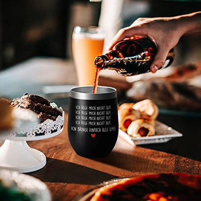 Livole Lustige Geschenke für Männer, Frauen, Kollegen, Weihnachtsgeschenke für Männer, Tasse mit Spruch Ich Rege Mich Nicht Auf, 350ml Thermobecher Kaffee to go, Vakuum Camping Becher mit Stroh, 12oz